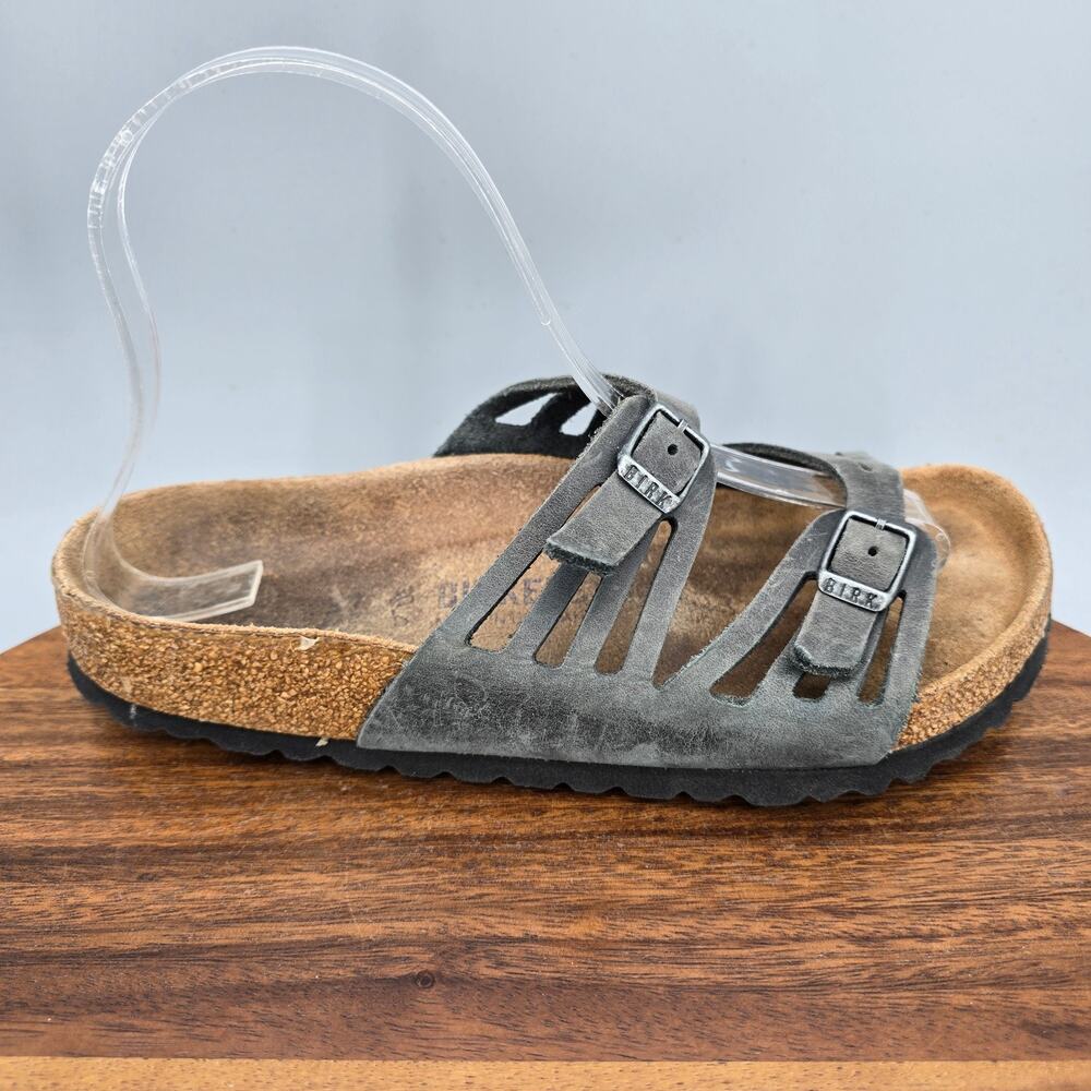 Birkenstock Sandals Womens 6 37 Gray Double Strap Buckles Granada Comfort Slides